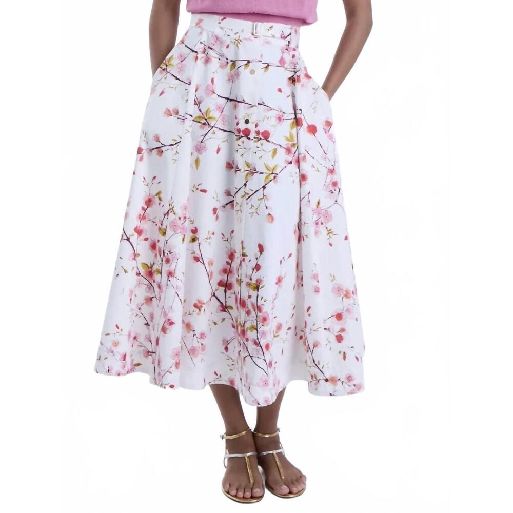 NEW KARINA GRIMALDI lola skirt in white/pink